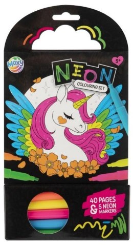 Kolorowanka jednorożec +5 neonowych markerów