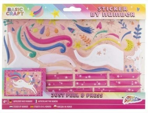 Naklejanie po numerach 26x21cm Jednorożec