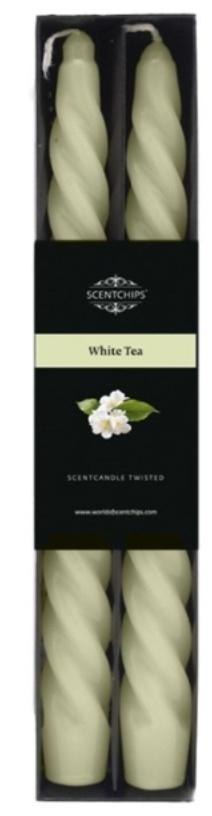 Świeca stołowa zakręcona White Tea 2szt