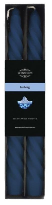 Świeca stołowa zakręcona o zapachu Iceberg 2szt