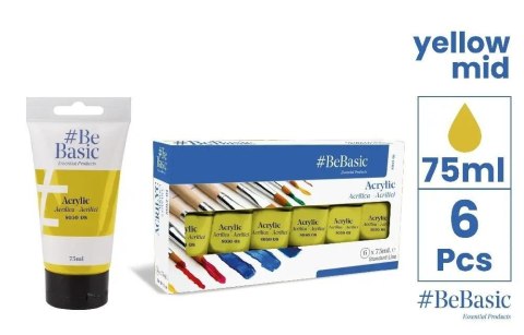 Farba akrylowa - czysty żółty 75ml (6szt)