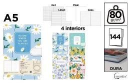 Notatnik A5/144K magnes kwiaty MIX