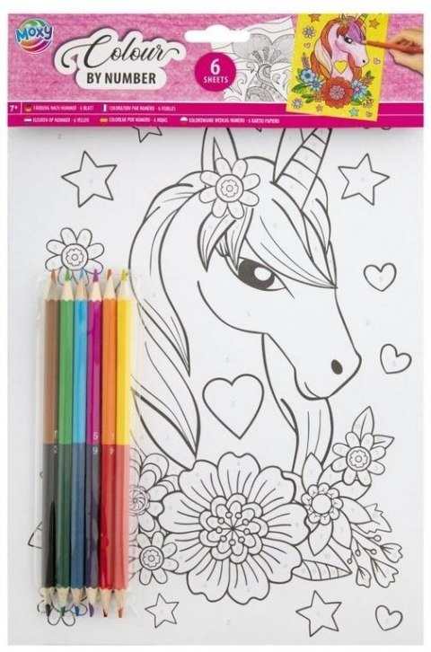 Kolorowanie po numerach + kredki Jednorożec