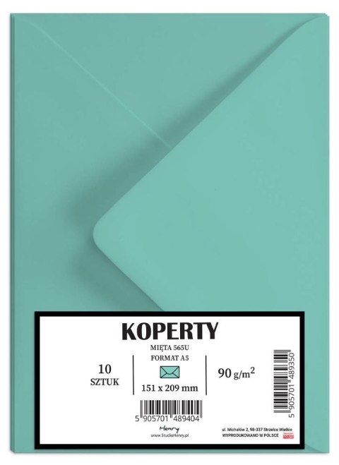 Koperty A5 miętowe 10szt