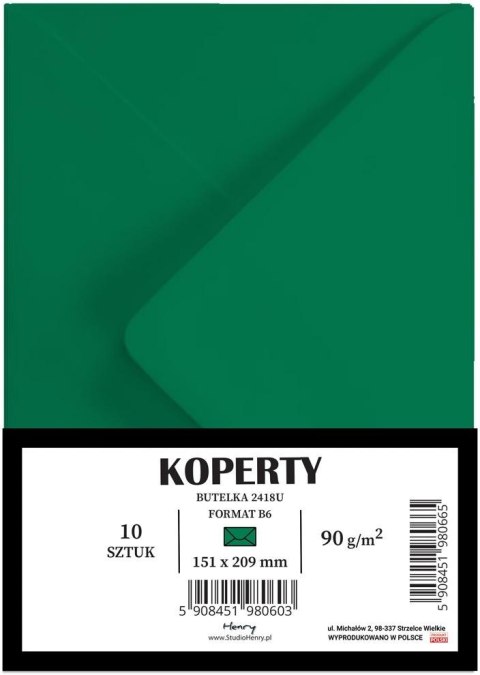 Koperty B6 butelkowa zieleń 10szt