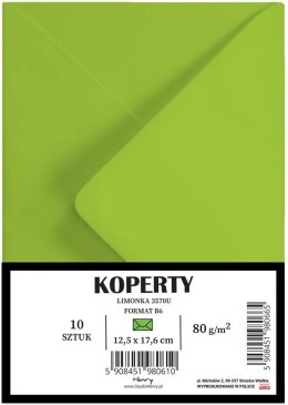 Koperty B6 limonka 10szt