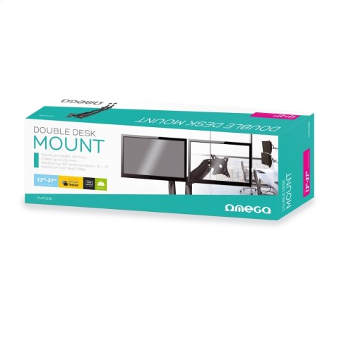 OMEGA MONITOR DESK MOUNT UCHWYT MONITOROWY DOUBLE FULL MOTION MAX VESA 100x100 13"-27" 360 DEGREE [45067]