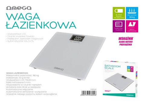 OMEGA WAGA BATHROOM BODY SCALE 180KG 260x290CM GREY 43694