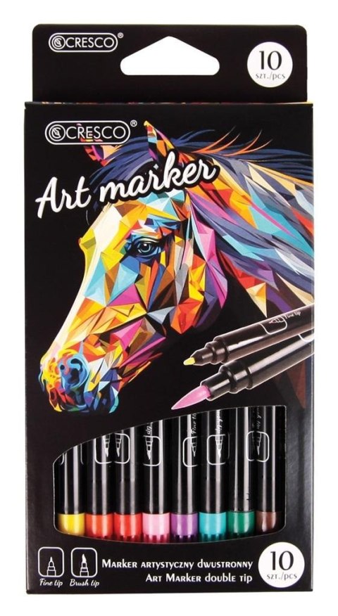 Marker artystyczny dwustronny 10 kolorów