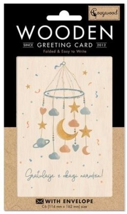 Karnet drewniany C6 + koperta Narodziny Karuzela