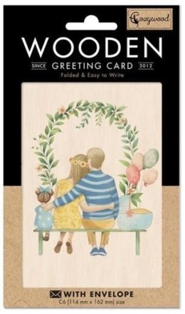 Karnet drewniany C6 + koperta Rodzina