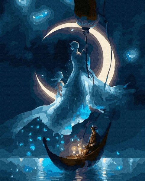 Malowanie po numerach czarne płótno - Księżycowa..