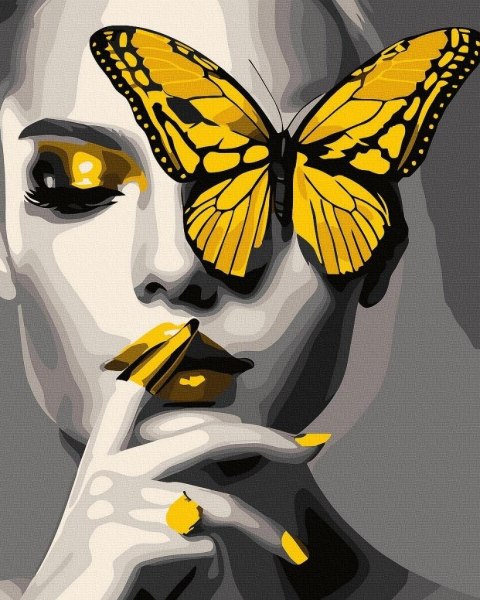 Malowanie po numerach + złota farba - Cisza motyla