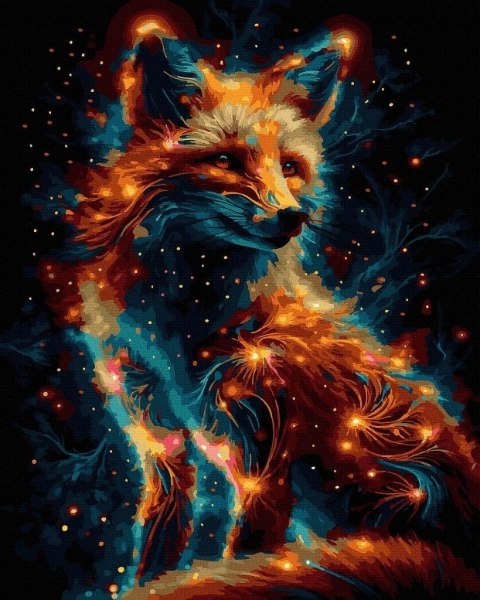 Malowanie po numerach + złota farba - Gwiezdna...