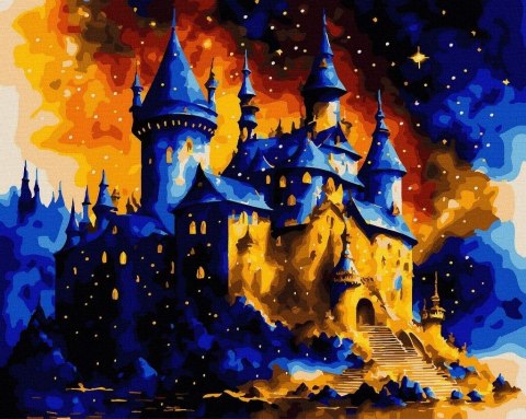 Malowanie po numerach + złota farba - Zamek...