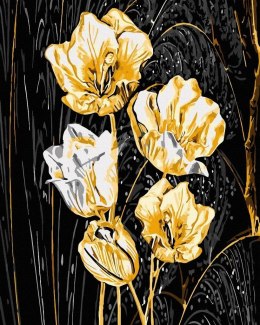 Malowanie po numerach + złota farba - Złote płatki