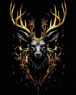 Malowanie po numerach + złota farba - Złoty jeleń
