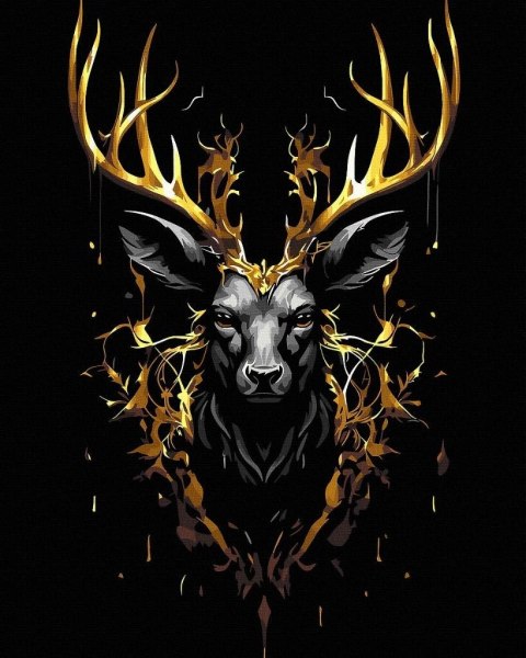 Malowanie po numerach + złota farba - Złoty jeleń