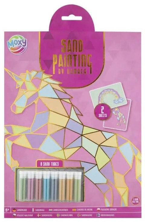 Malowanie piaskiem po numerach A4 Jednorożec