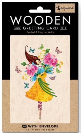 Karnet drewniany C6 + koperta Bukiet