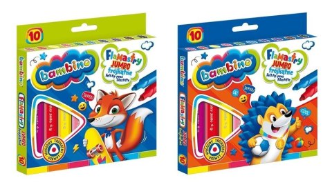 Flamastry trójkątne Jumbo 10 kolorów BAMBINO