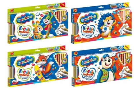 Kredki trójkątne drewniane 24 kolory BAMBINO
