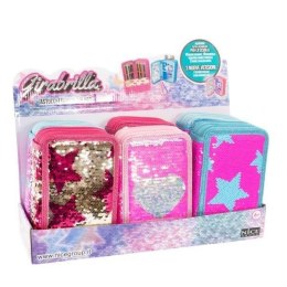 Piórnik cekinowy z wyposażeniem mix