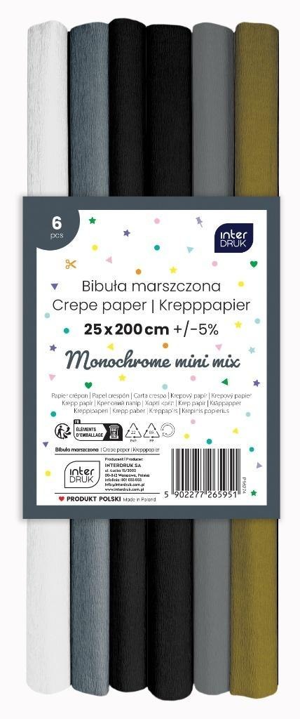 Bibuła marszczona Monochrome mini mix 6szt
