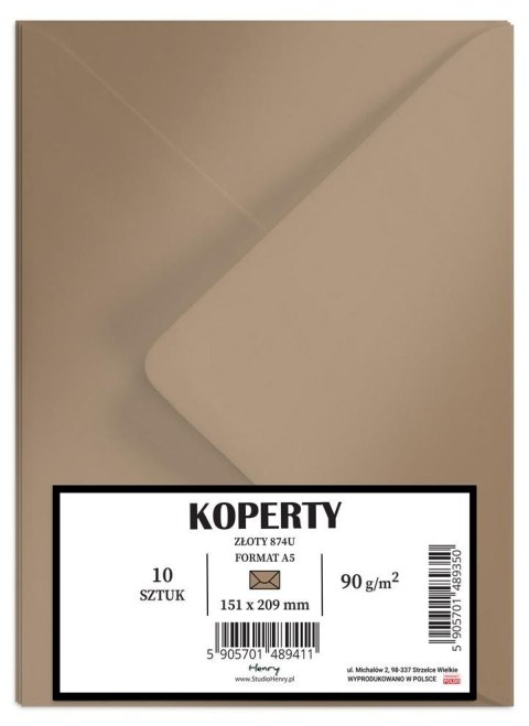 Koperty A5 złote 10szt