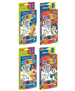 Kredki trójkątne dwustronne 12/24 kolory BAMBINO