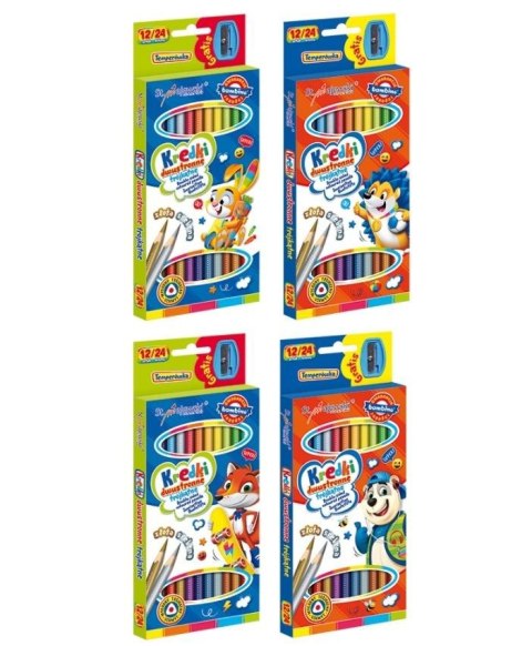 Kredki trójkątne dwustronne 12/24 kolory BAMBINO