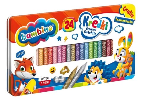 Kredki 24 kolory + temperówka BAMBINO