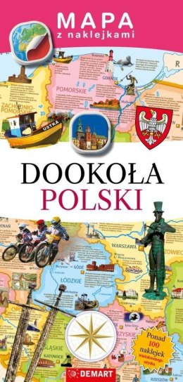 Mapa z naklejkami Dookoła Polski