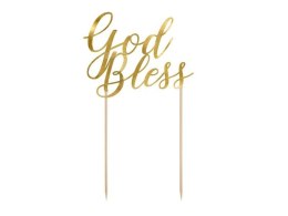 Topper na tort God Bless złoty 27,5cm