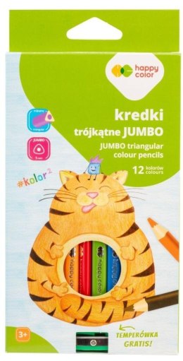 Kredki drewniane jumbo 12 kol + temperówka