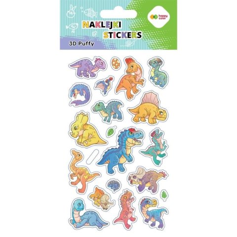 Naklejki 3D Puffy Dino 10x20cm HAPPY COLOR