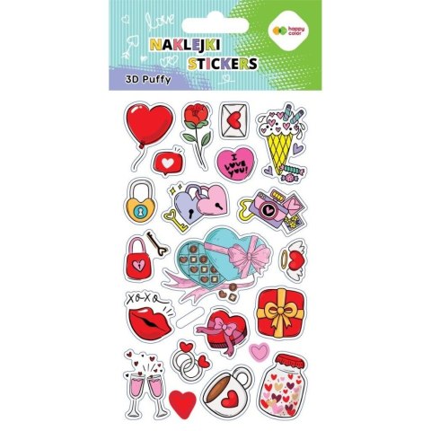Naklejki 3D Puffy Valentines 10x20cm HAPPY COLOR
