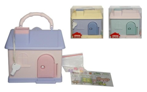 Skarbonka z uchwytem zamykana na klucz domek MIX