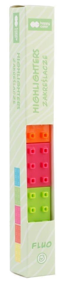 Zakreślacze klocki 5 kolorów fluo HAPPY COLOR