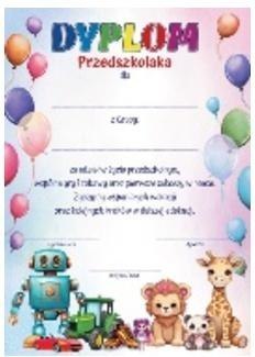 Dyplom A4 Przedszkolala zabawki