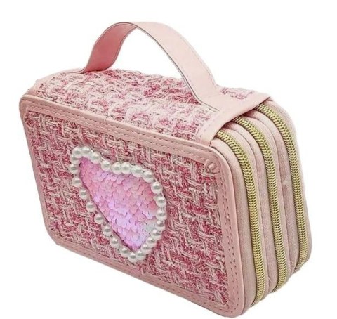 Girabrilla Piórnik tweedowy 3 poziomy ciemny róż