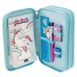 Piórnik z wyposażeniem błękitny