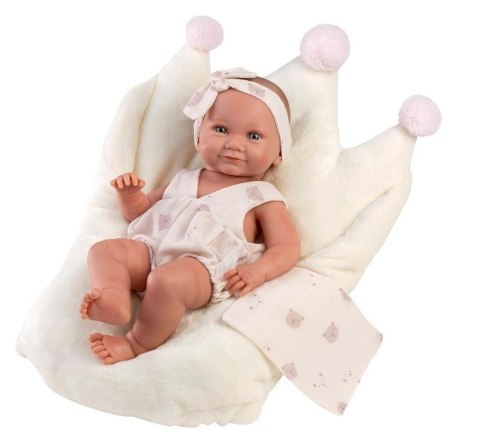 Lalka winylowa bobas Nica w białym śpiworku 40cm