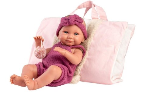 Lalka winylowa bobas Nica w różowym śpiworku 40cm