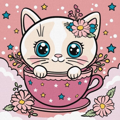 Malowanie po numerach - Kwiatowa filiżanka 25x25cm