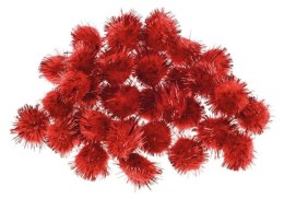 Pompony metaliczne czerwone 2cm 40szt
