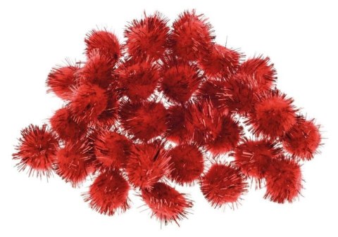 Pompony metaliczne czerwone 2cm 40szt