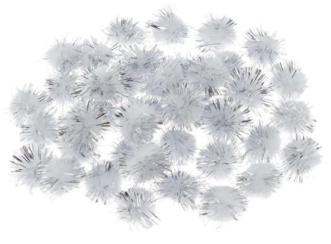 Pompony metaliczne srebrne 2cm 40szt