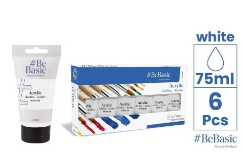 Farba akrylowa - biała 75ml (6szt)