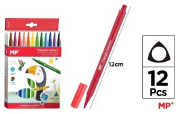 Flamastry szkolne trójkątne 12 kolorów